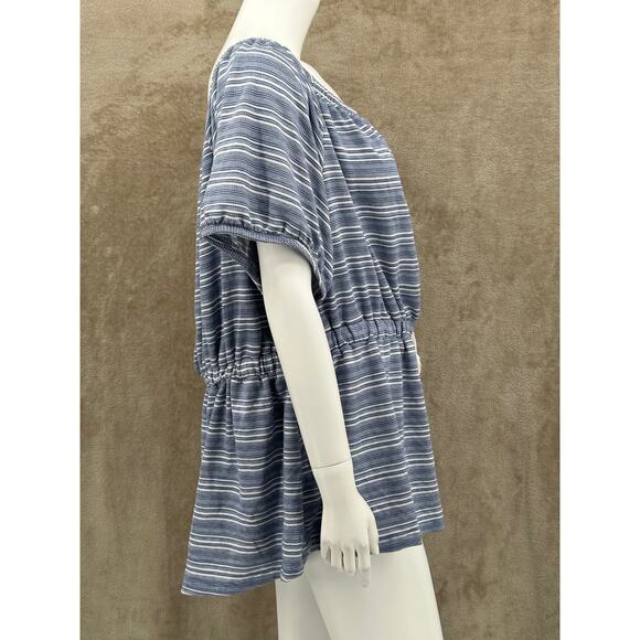 Lane Bryant Top Womens 22 24 Blue Striped Convertible Off Shoulder Peplum Beachy - Picture 3 of 10